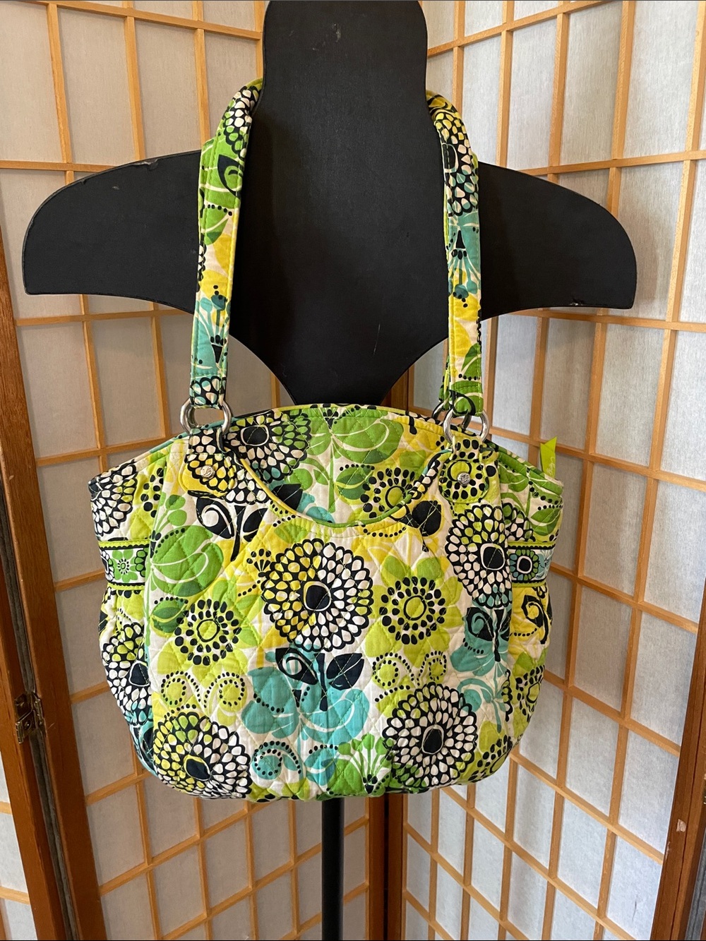 Vera Bradley Limes Up Quilted Floral Tote Bag in Green